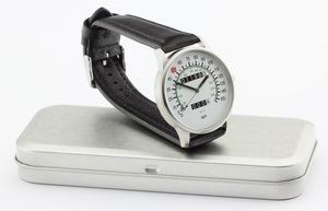 Vmax speedometer watch with combined mph and km/h dial
